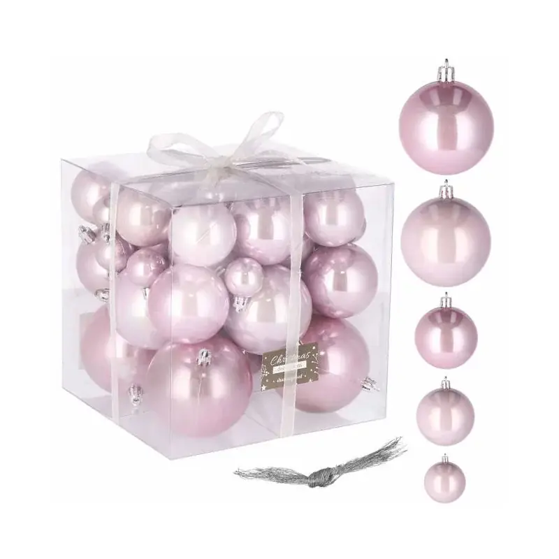 Vánoční baňky růžové - 5 velikostí, sada 37ks Must-Have