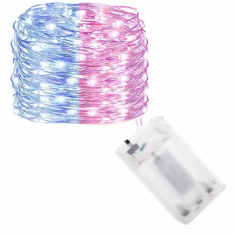 LED řetěz Nano Duo - 10m, 100LED, 3xAA, modrá/růžová Cenový Hit