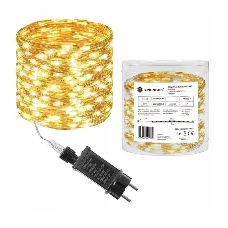 Nejprodávanější LED řetěz Nano Ježek - 3m, 300LED, 8 funkcí, IP44, teplá bílá