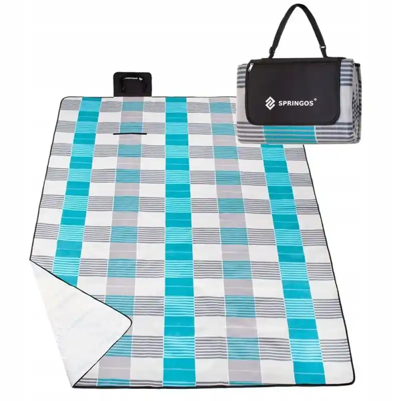 Pouze Dnes Pikniková deka 240x200 cm SPRINGOS PM014 modro-šedá