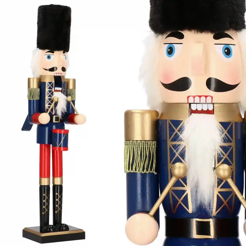 Louskáček - Voják s bubínkem 61 cm, modro-červený Značkový