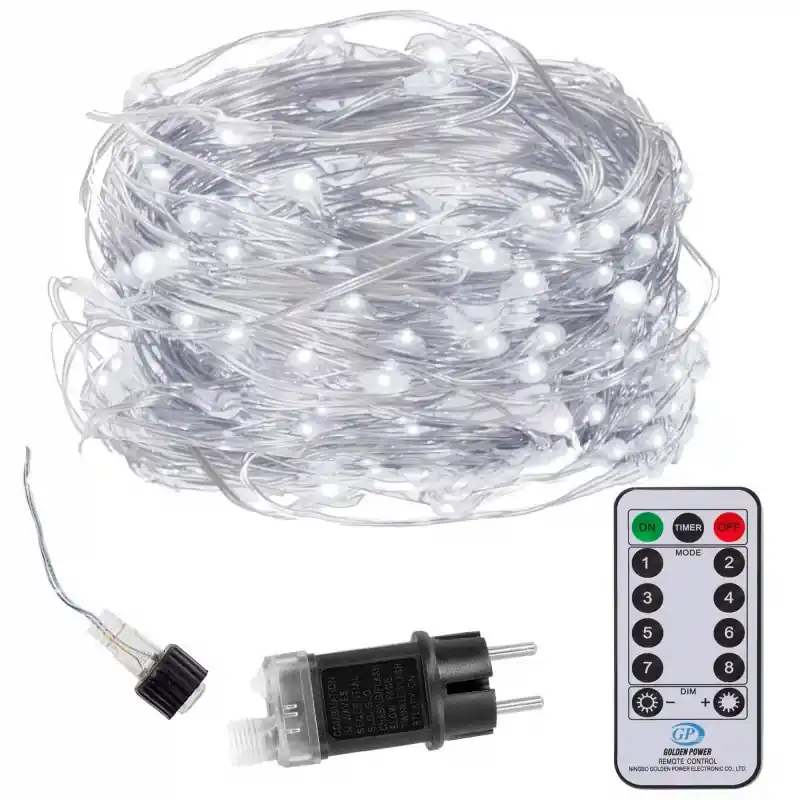 Speciální Cena LED řetěz Nano - 48m, 480LED, 8 funkcí, ovladač, IP44, studená bílá