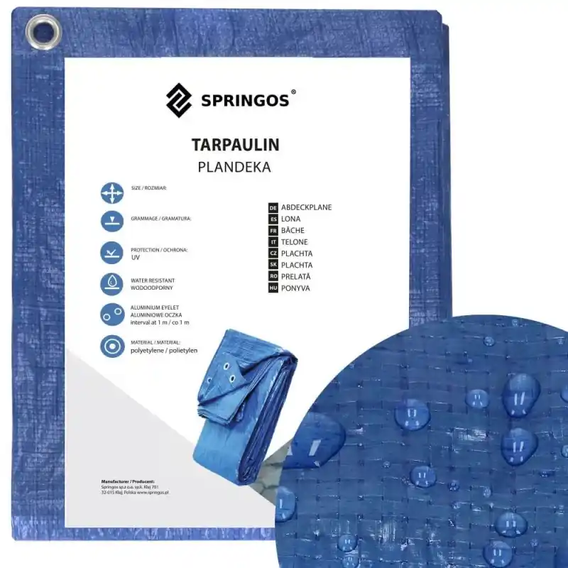Akce Krycí plachta s oky 2x2 m, 60g PE, modrá SPRINGOS PROTECT