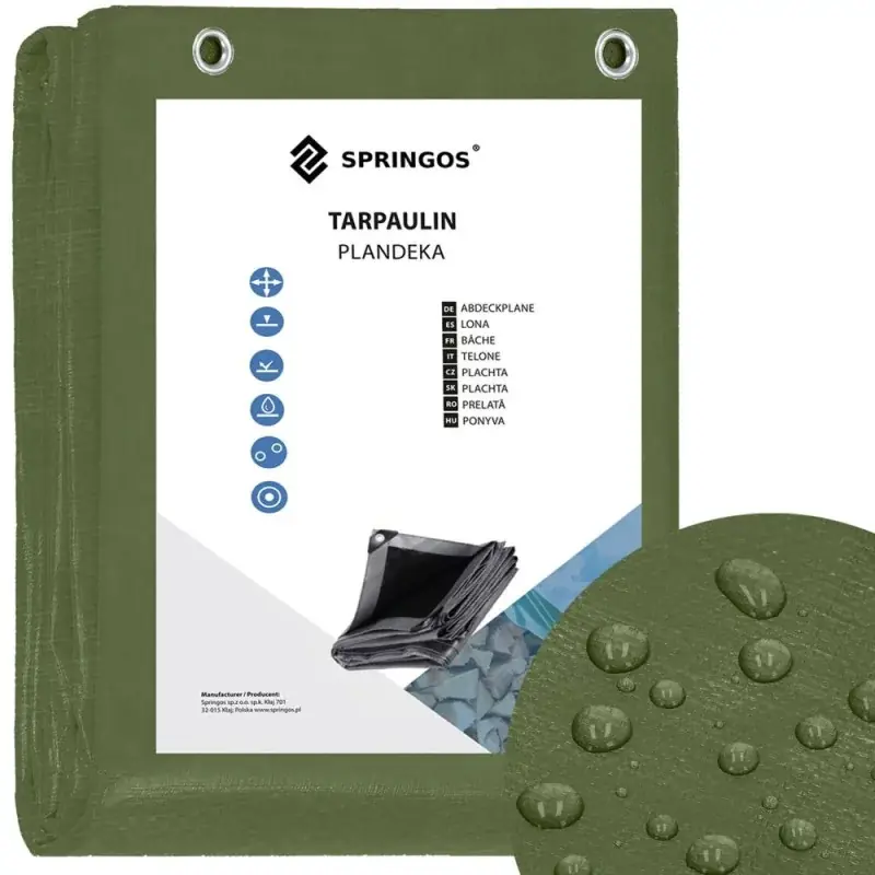Super Cena Krycí plachta s oky 4x5 m, 120g PE, zelená SPRINGOS PROTECT
