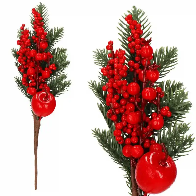 Větvička s jeřabinami a jablíčkem 32 cm Nová Kolekce