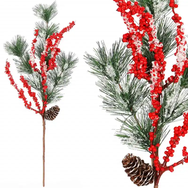 Větvička s jeřabinami a šiškou 58 cm Nakupujte Hned