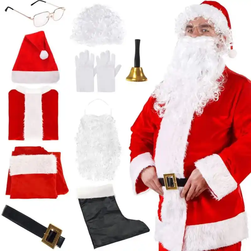 Vánoční kostým Santa Claus 10-dílný, vel. dospělí Originální