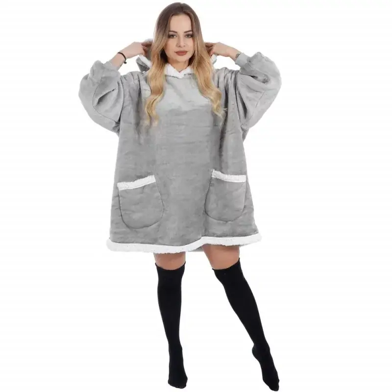 Výhodná Nabídka Mikinová deka Oversized světle šedá SPRINGOS