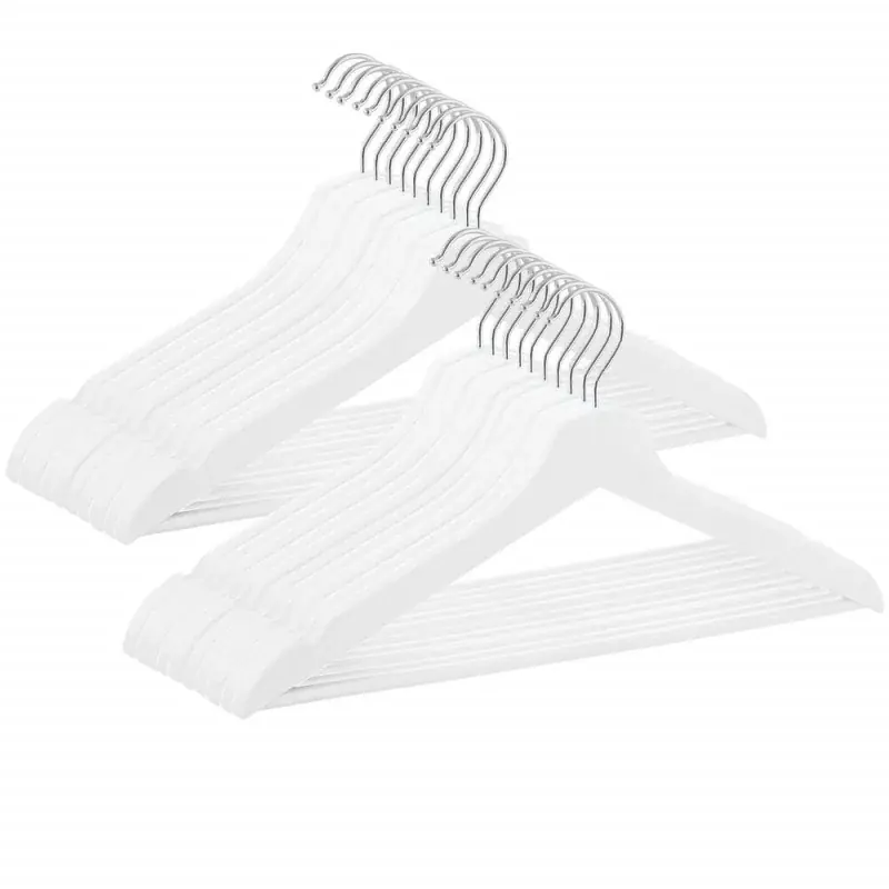 Dřevěná ramínka 42,5 cm, bílá, sada 20ks SPRINGOS HG0059 Levný