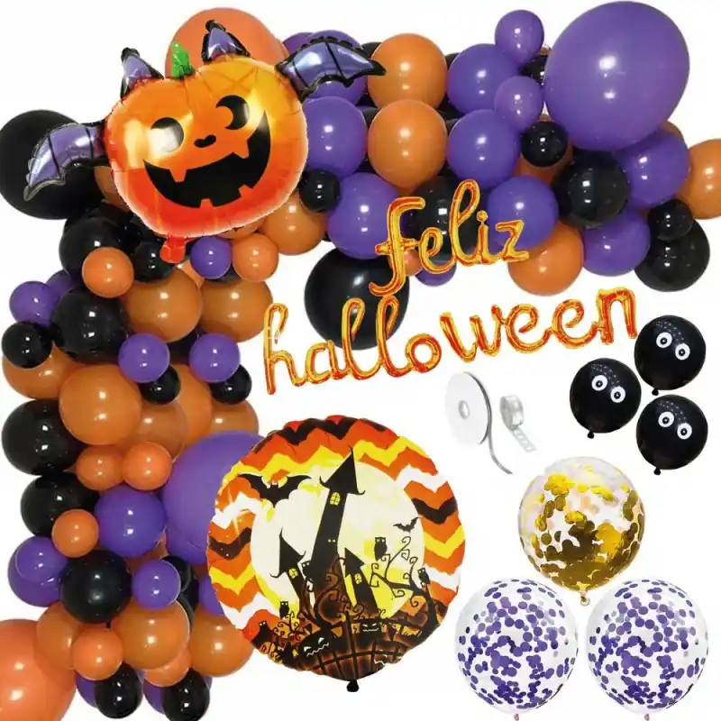 Sada balónků FELIZ HALLOWEEN SPRINGOS HA5217 oranžovo-fialová Top Prodej