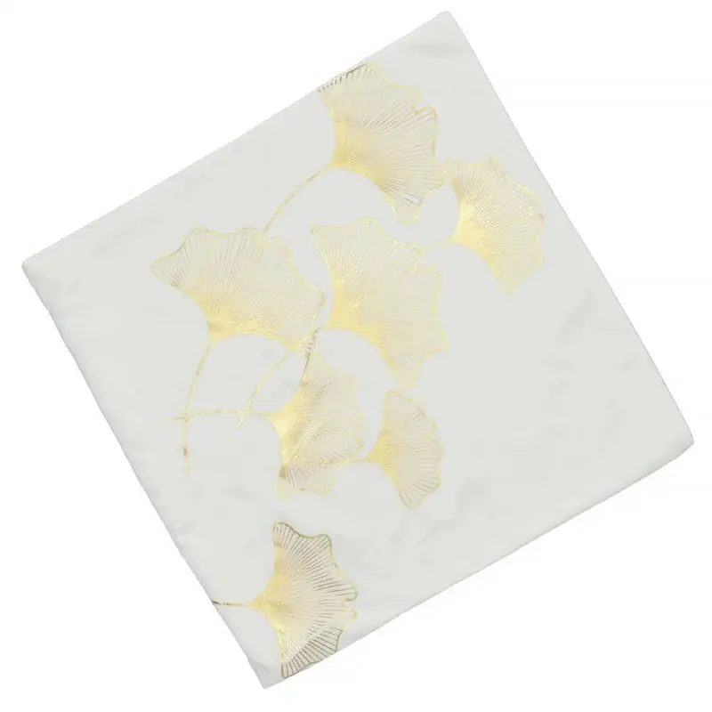 Povlak na polštář 40x40 cm Ginkgo bílo-zlatý Zlevněný