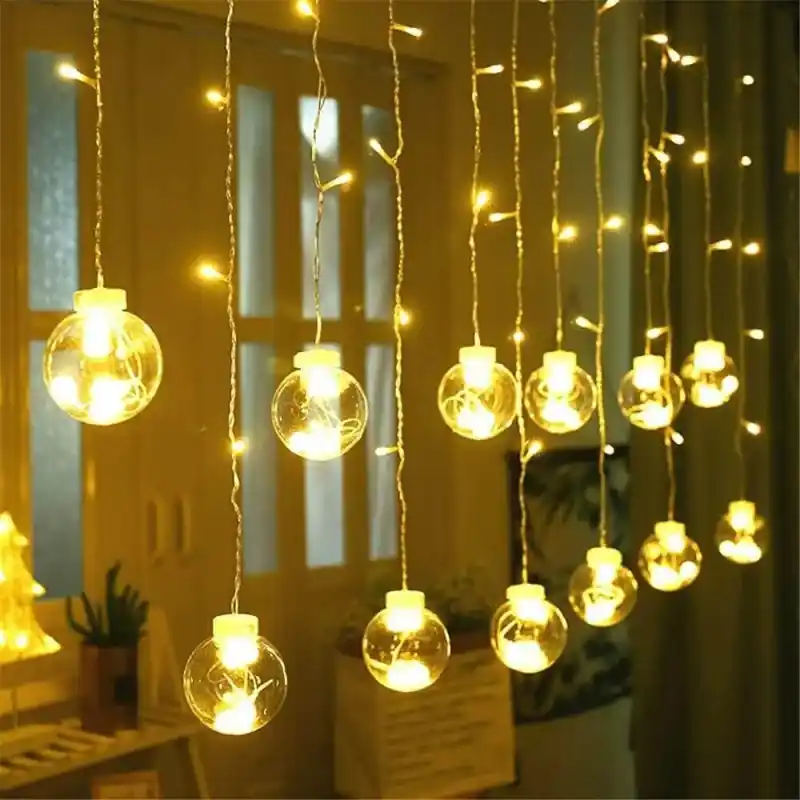 LED světelný závěs baňky - 2,5x1m, 108LED, 8 funkcí, IP20, teplá bílá Odeslání Ihned