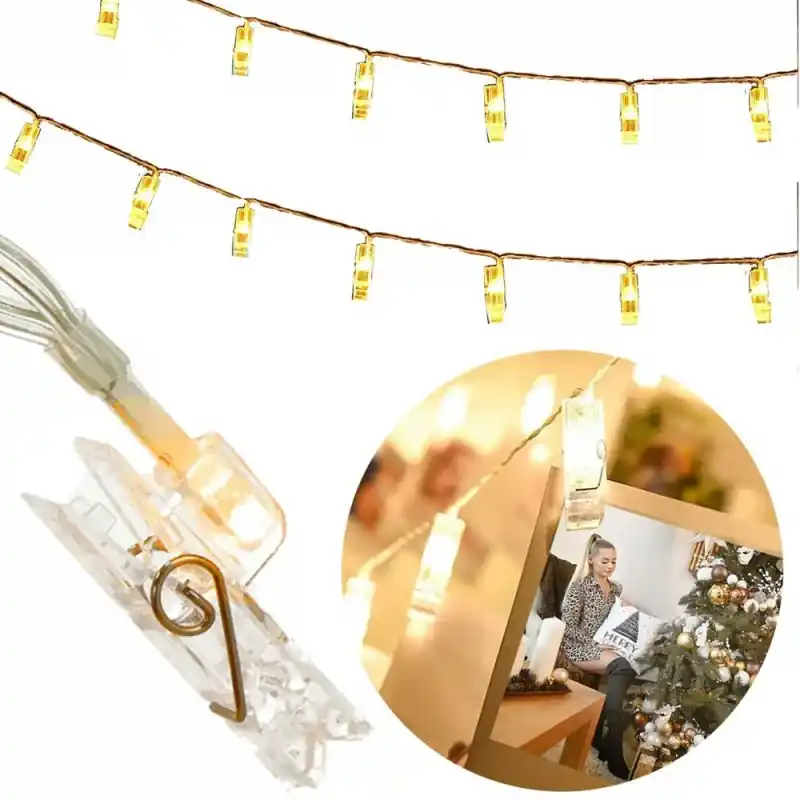 Horká Nabídka LED řetěz Klipy - 1m, 10LED, 3xAA, IP20, teplá bílá