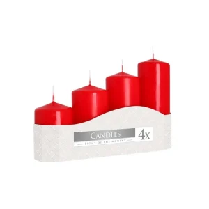 Akční Cena Svíčky adventní STUPŇOVITÉ matné d5x7,9,11,13cm - červená 4ks