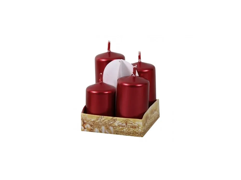 Ověřený Svíčky adventní STUPŇOVITÉ metal lesk d4x6/7/8/9cm - bordó 4ks