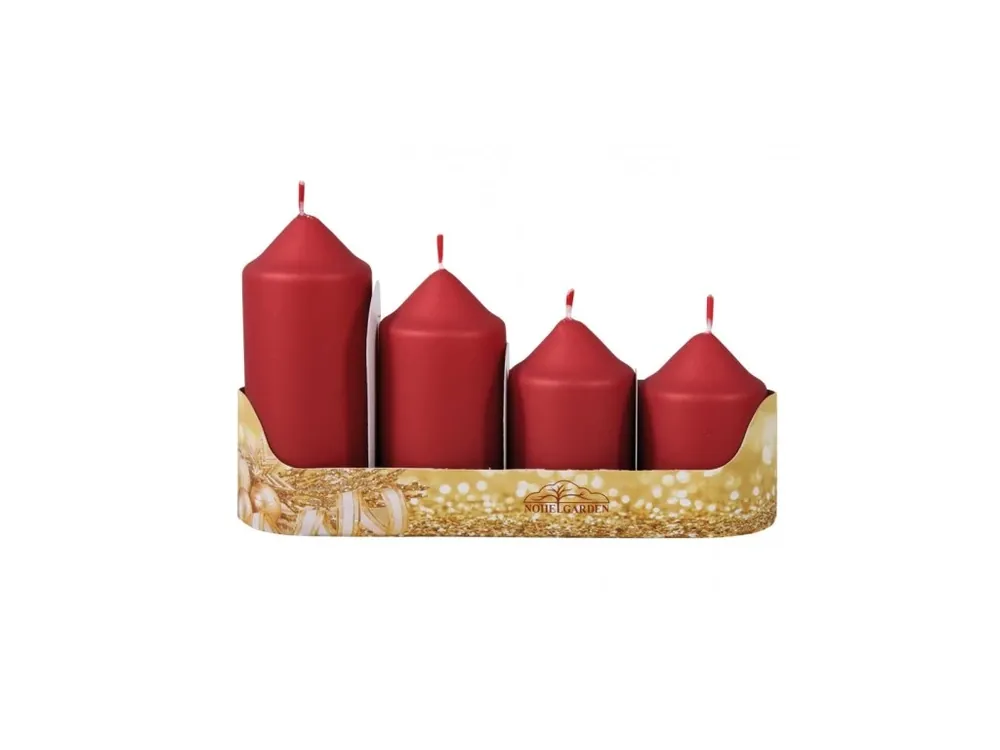 Svíčky adventní STUPŇOVITÉ metal mat d5x7/8/10/12cm - červená 4ks Nejlepší Cena