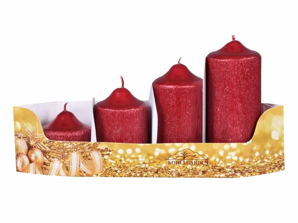 Nejprodávanější Svíčky adventní STUPŇOVITÉ PEGAS - červené - d4,5x5,7,9,11cm 4ks