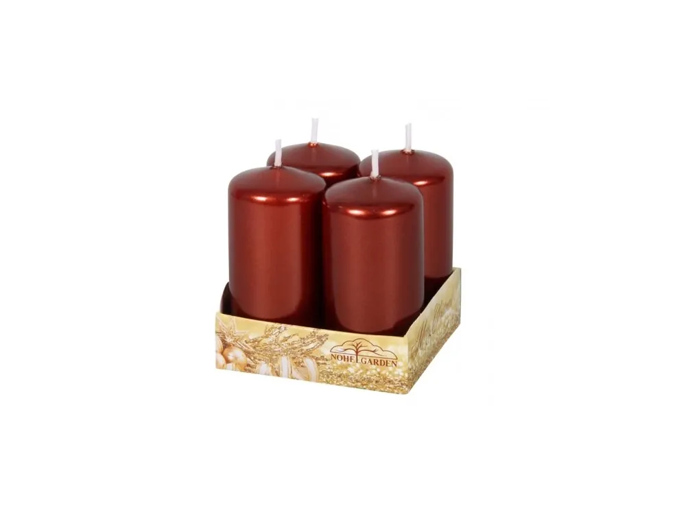 Svíčka adventní metalická lesklá - tmavě hnědá - d4x8cm 4ks Nakupujte Hned