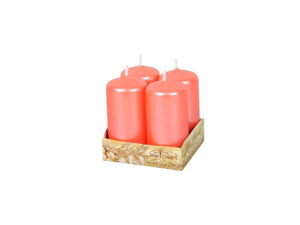 Svíčka adventní metalická lesklá - světle oranžová - d4x8cm 4ks Autentický