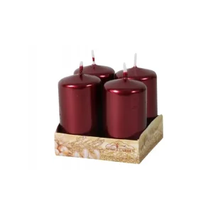 Akce Svíčka adventní metalická lesklá - bordó - d4x8cm 4ks