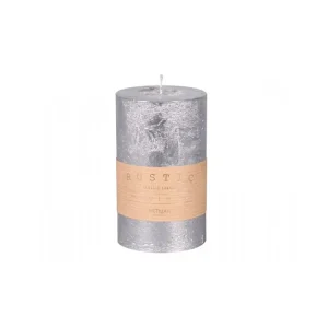 Svíčka METALIC VÁLEC rustikální d7x12cm stříbrná Cenová Bomba