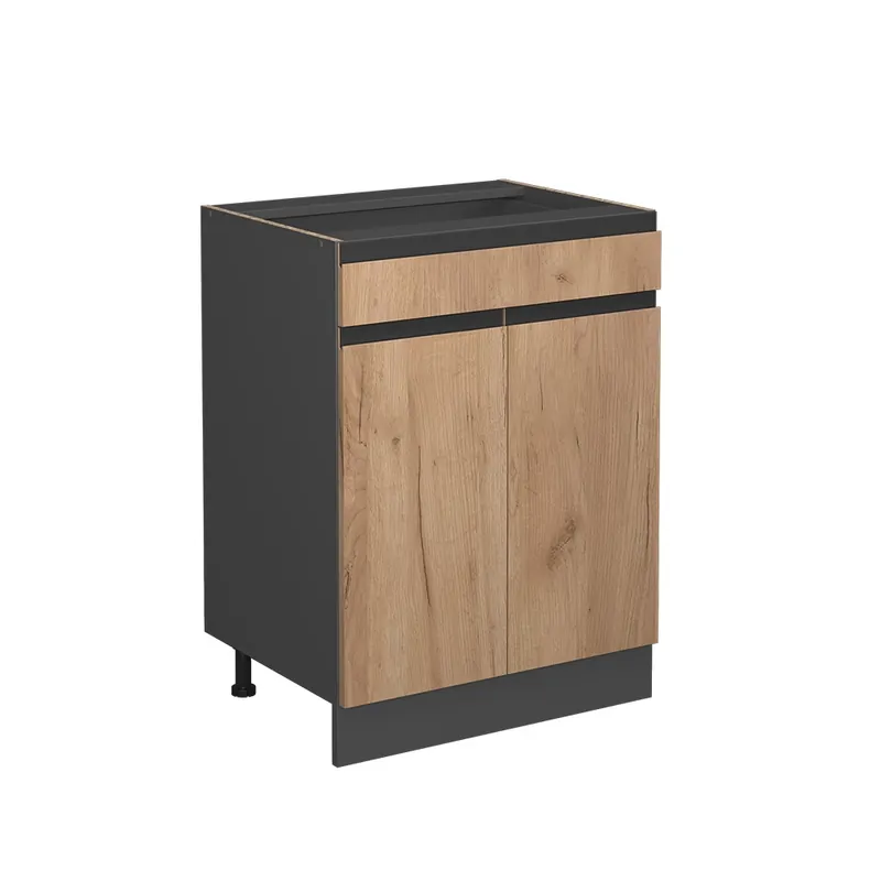 Kup Teď Spodní skříňka kuchyňské linky R-Line Zlatý mocný dub 60 cm Tvar J, se zásuvkou, bez pracovní desky Vicco