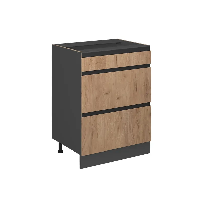 Oblíbený Spodní skříňka kuchyňské linky R-Line Zlatý mocný dub 60 cm Tvar J, se zásuvkami, bez pracovní desky Vicco