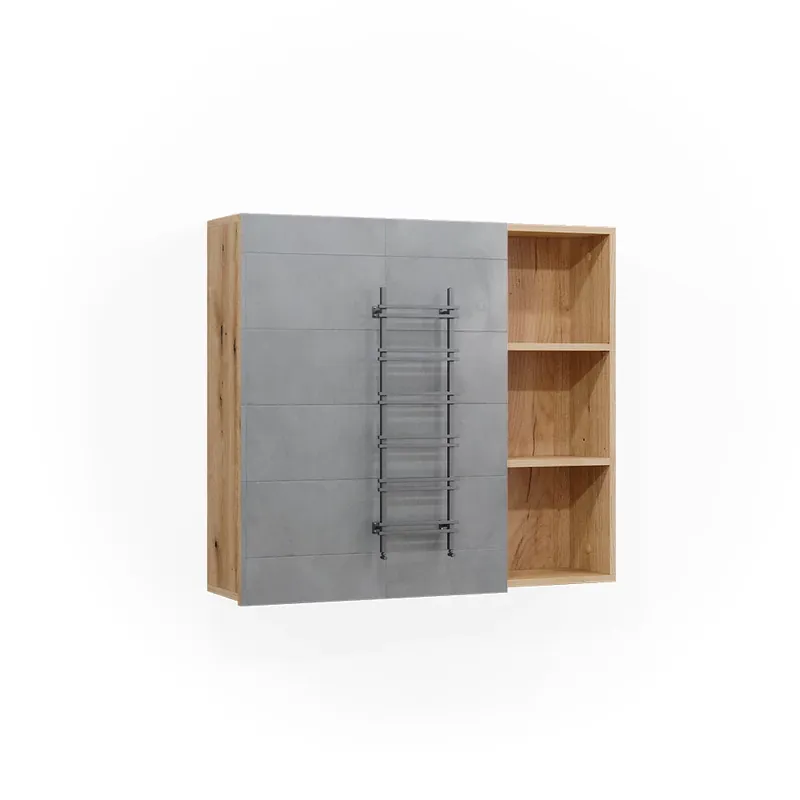 Autentický Koupelnová zrcadlová skříňka Rudi Dub 90 x 80.9 cm s dvířky a otevřenými přihrádkami Vicco
