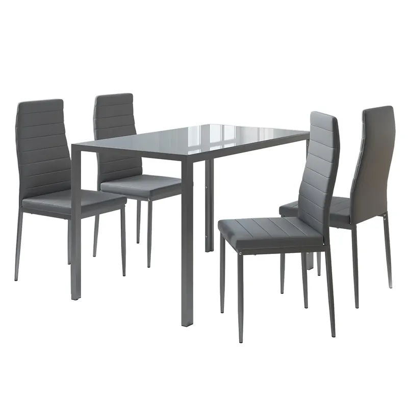 Přímo Od Výrobce Jídelní stůl sestava Grand Šedá 120 x 75 cm Sada 4 kusů Vicco