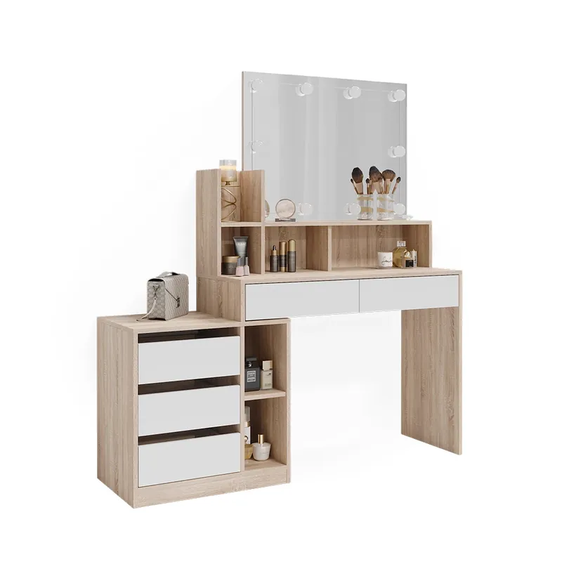 Levný Toaletní stolek Anja Bílá/Sonoma 139.8 cm s osvětlením LED Vicco