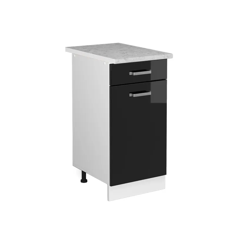 Vrácení Zdarma Spodní skříňka kuchyňské linky R-Line Černý vysoký lesk 40 cm s pracovní deskou Vicco