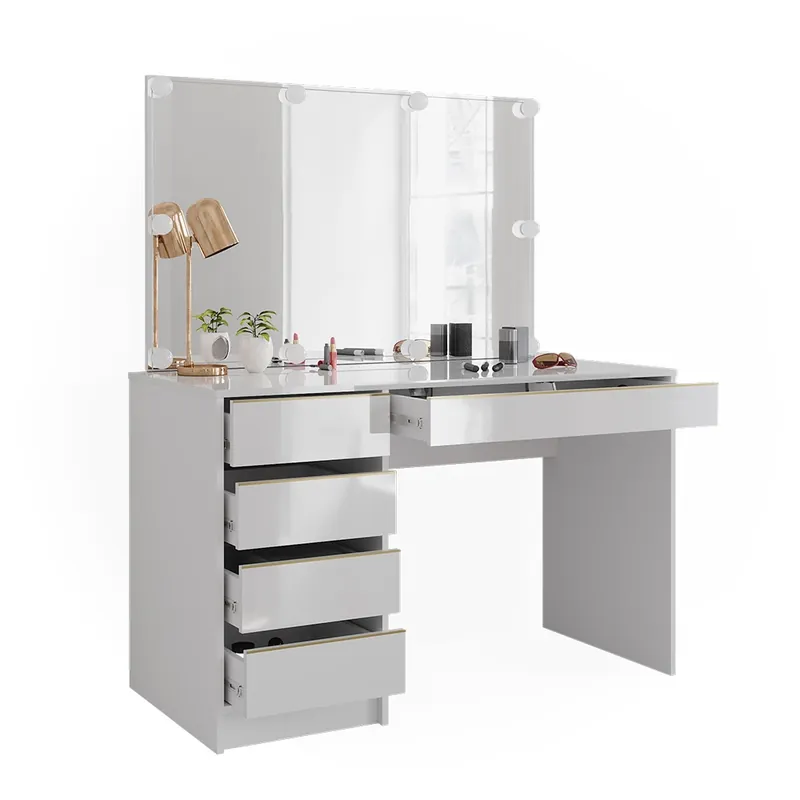 Novinka Toaletní stolek Sherry Bílá/zlatá 120 cm s osvětlením LED Vicco