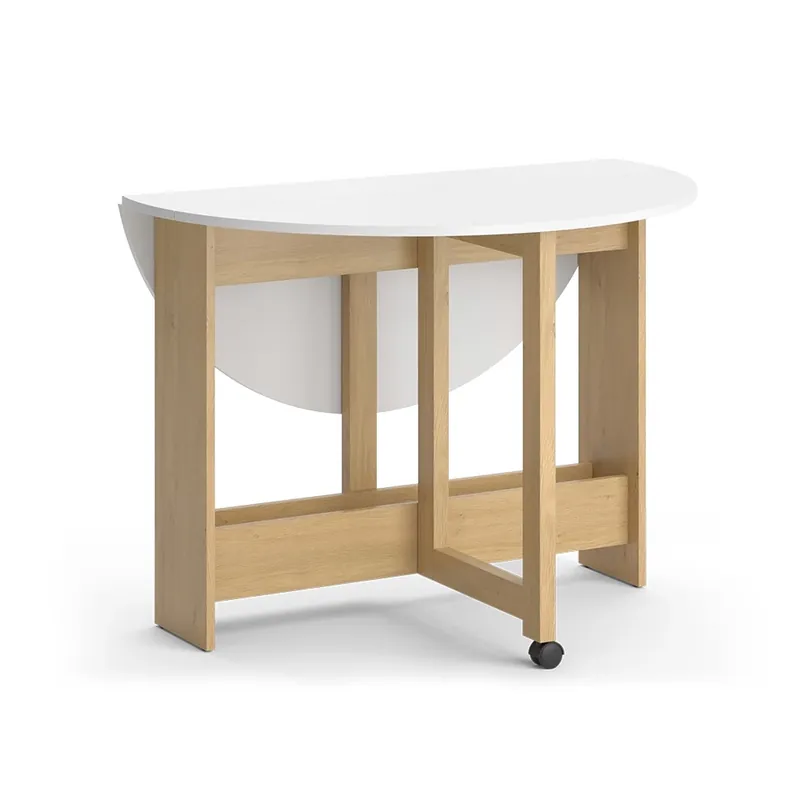 Jen Po Omezenou Doba Jídelní stůl Rondo Zlatý mocný dub/Bílá 20-100 x 100 cm Rozkládací Vicco