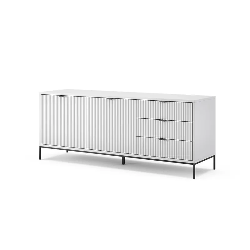 Nakupujte Hned Nízká skříňka Eliza Bílá 150 x 60 cm se 3 zásuvkami, 2 dvířky Vicco