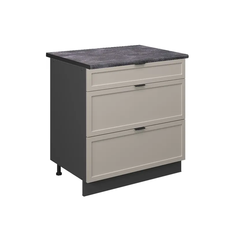 Nejprodávanější Spodní skříňka kuchyňské linky Fame-Line GreyBeige 80 cm se 3 zásuvkami, PD Antracit Vicco