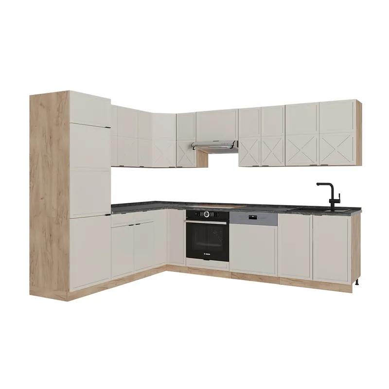 Koupit Online Rohová kuchyň Fame-Line GreyBeige/Zlatý mocný dub 287 x 227 cm, PD Antracit Vicco