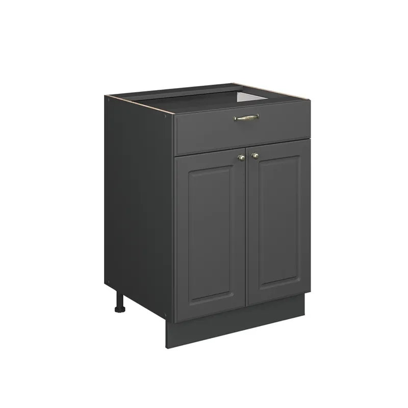 Pouze Dnes Spodní skříňka kuchyňské linky Fame-Line Anthrazit-Gold Landhaus 60 cm se zásuvkou, PD Mramor Vicco