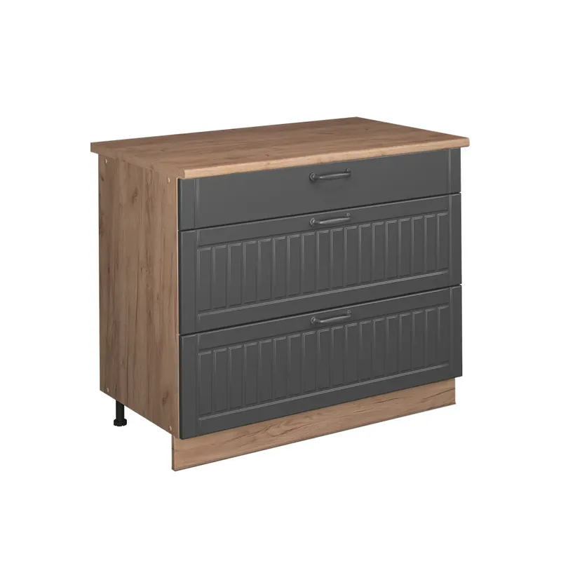 Spodní skříňka kuchyňské linky Fame-Line Tmavě šedá/Zlatý mocný dub 100 cm, PD Dub Vicco Kup Teď
