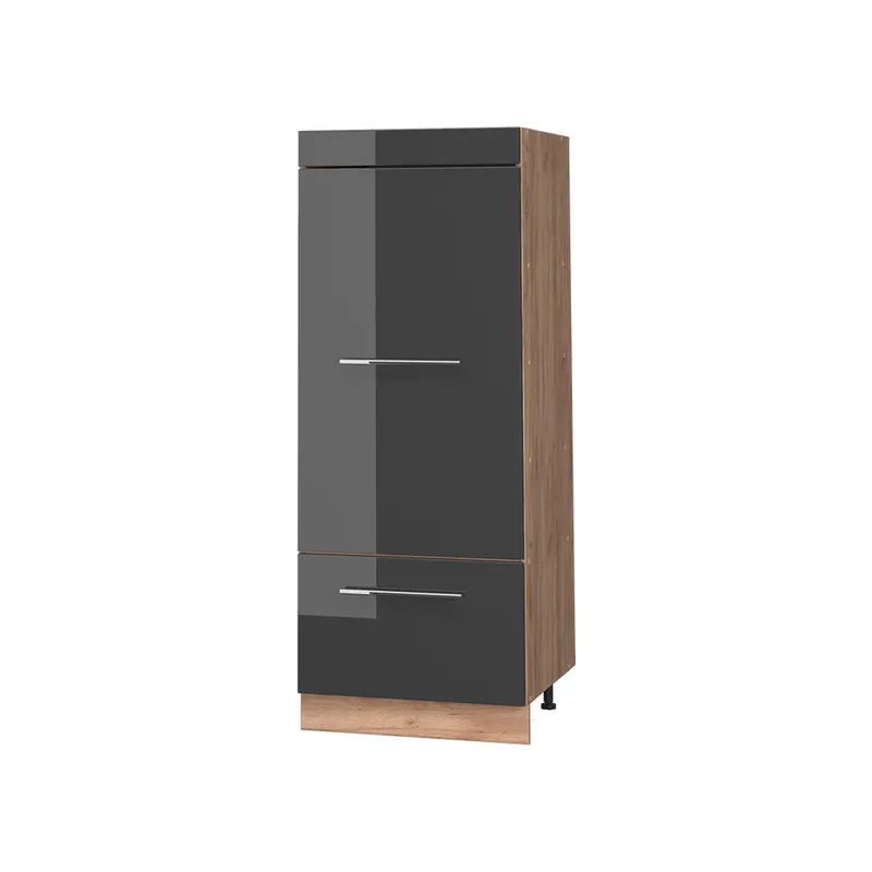 Akční Cena Kuchyňská spížní skříň Fame-Line Antracitový vysoký lesk/Zlatý mocný dub 60 cm Vicco