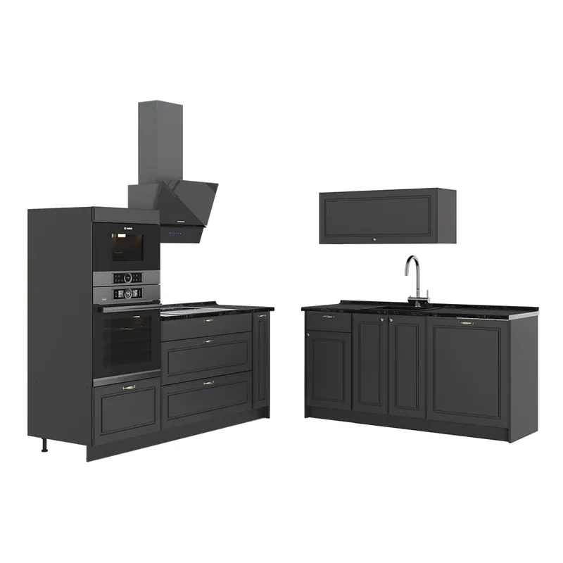 Kuchyně Fame-Line Anthrazit-Gold Landhaus/Antracit 340 cm bez pracovní desky Vicco Speciální Cena