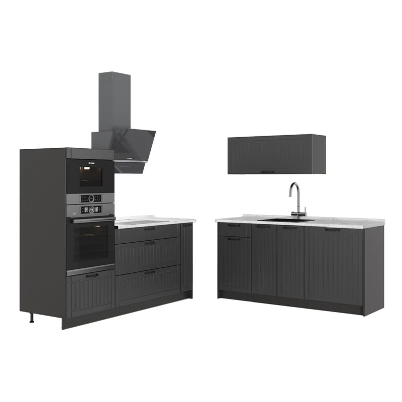 Sezónní Sleva Kuchyně Fame-Line Tmavě šedá/Antracit 340 cm, PD Mramor Vicco