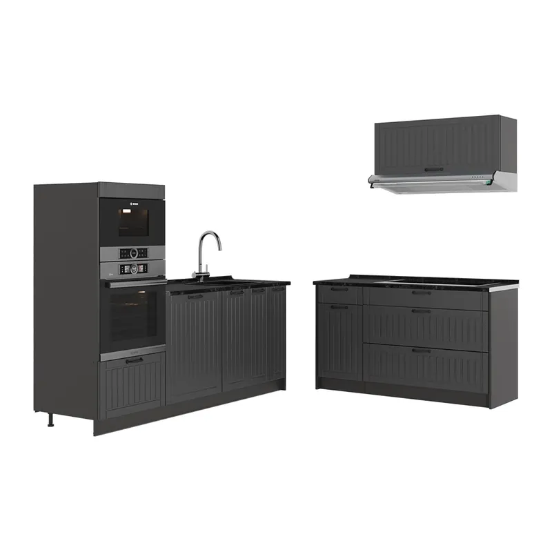 Rychlé Dodání Kuchyně Fame-Line Tmavě šedá/Antracit 340 cm bez pracovní desky Vicco