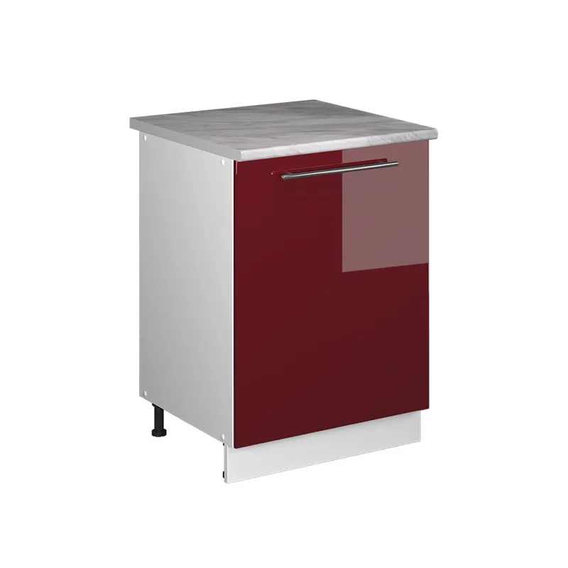 Spodní skříňka kuchyňské linky Fame-Line Bordó červená vysoký lesk/Bílá 60 cm 1 dvířka s pracovní deskou Vicco Tovární Cena