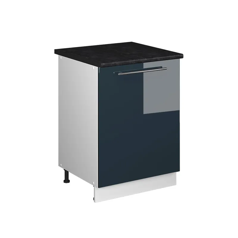 Nejprodávanější Spodní skříňka kuchyňské linky Fame-Line Tmavě modrá s vysokým leskem/Bílá 60 cm 1 dvířka s pracovní deskou Vicco