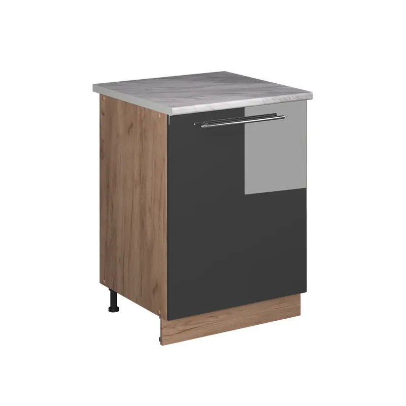 Finální Výprodej Spodní skříňka kuchyňské linky Fame-Line Antracitový vysoký lesk/Zlatý mocný dub 60 cm 1 dvířka s pracovní deskou Vicco