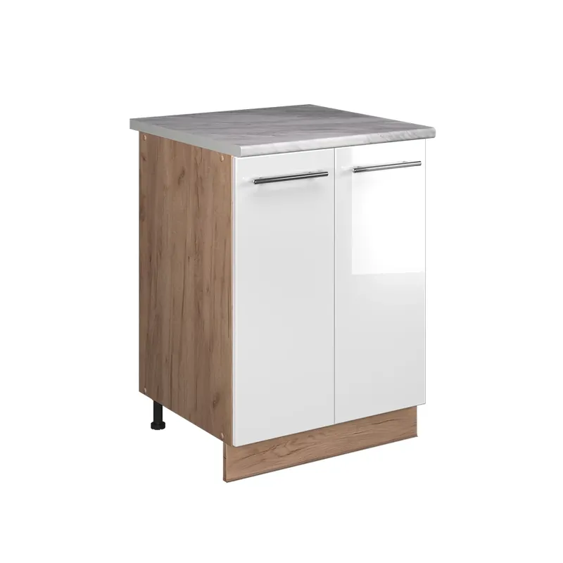 Sezónní Sleva Skříňka pod dřez Fame-Line Bílá vysoký lesk/Zlatý mocný dub 60 cm Vicco
