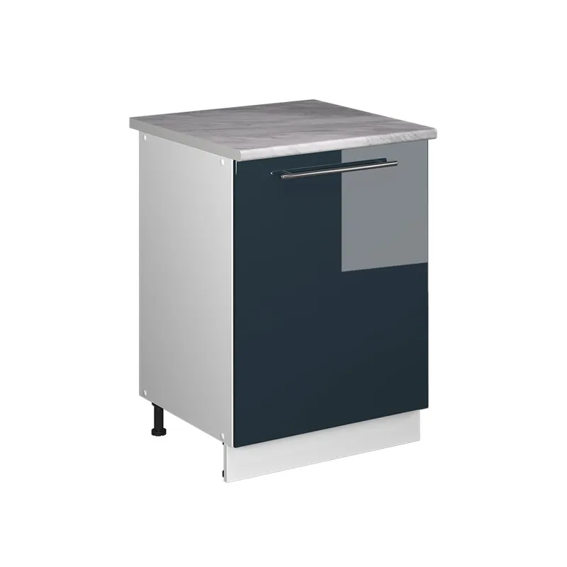 Spodní skříňka kuchyňské linky Fame-Line Tmavě modrá s vysokým leskem/Bílá 60 cm 1 dvířka s pracovní deskou Vicco Značkový