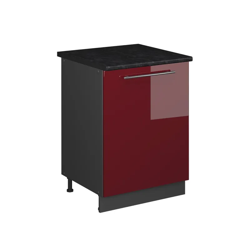Aktuální Spodní skříňka kuchyňské linky Fame-Line Bordó červená vysoký lesk/Antracit 60 cm 1 dvířka s pracovní deskou Vicco