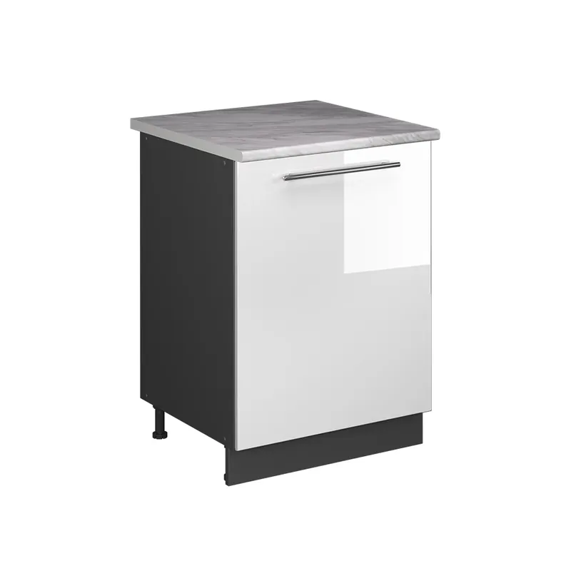Spodní skříňka kuchyňské linky Fame-Line Bílá vysoký lesk/Antracit 60 cm 1 dvířka s pracovní deskou Vicco Rychlé Dodání