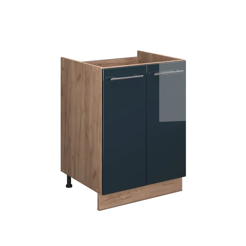 Skříňka pod dřez Fame-Line Tmavě modrá s vysokým leskem/Zlatý mocný dub 60 cm Vicco Akční Cena